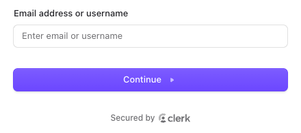 Email address or username box with the Continue button
